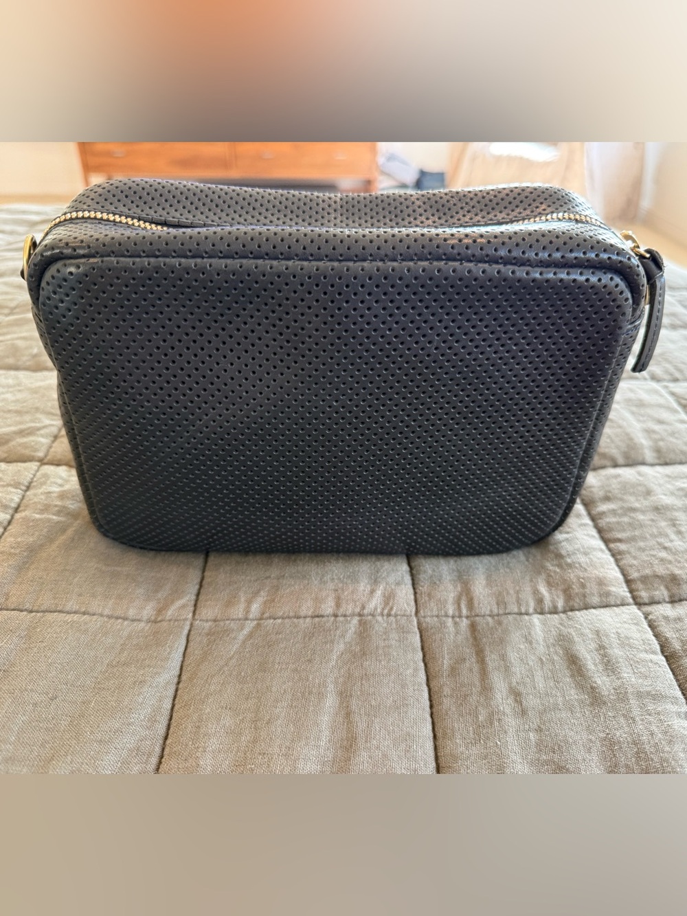 Clare V. Marisol Navy Perforated Leather Crossbody + Masculin Féminin Strap - Picture 2 of 6